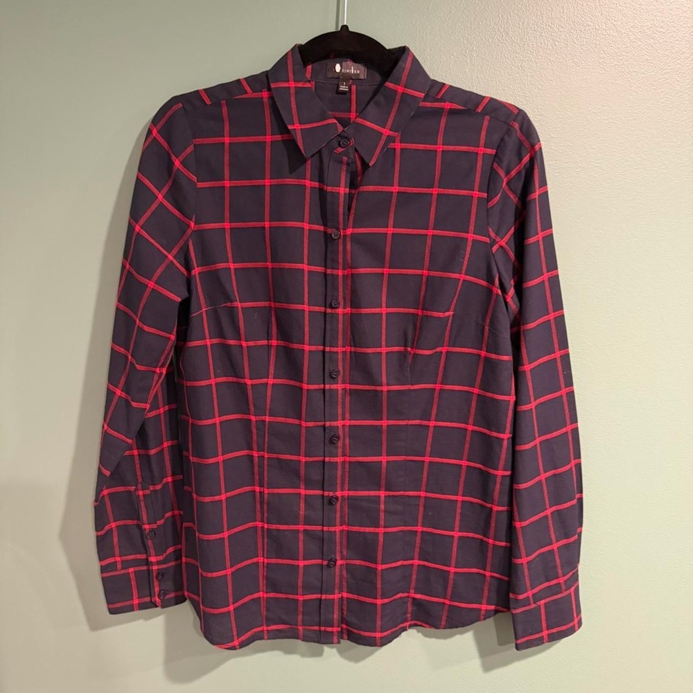 The Limited Dark Blue and Red Plaid Shirt